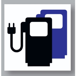 Piktogram termoznak symbolu miejsca dla samochodów elektrycznych (dwa dystrybutory)
