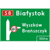 Znaki drogowe kierunku i miejscowości (E)