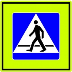 Znaki na podkładzie z folii  fluorescencyjnej